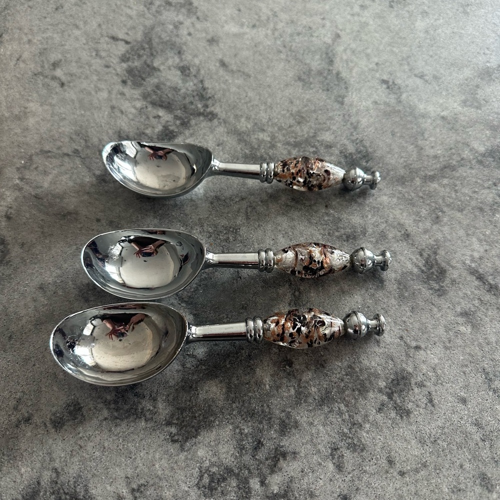 Elegant Silver and Brown Handled Spoons